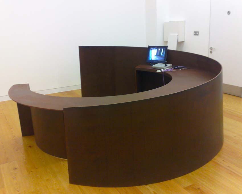 Reception desk, corten steel.